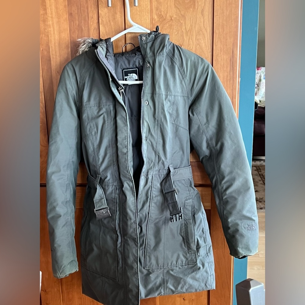The North Face winter coat with “fur” hood.